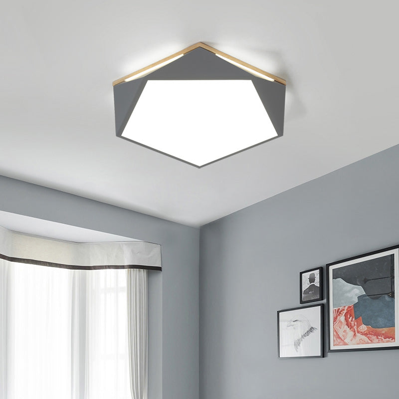 Pentagon Led Flush Mount Lamp In Acrylic White/Blue/Green - 12.5’/16.5’/20.5’ Wide