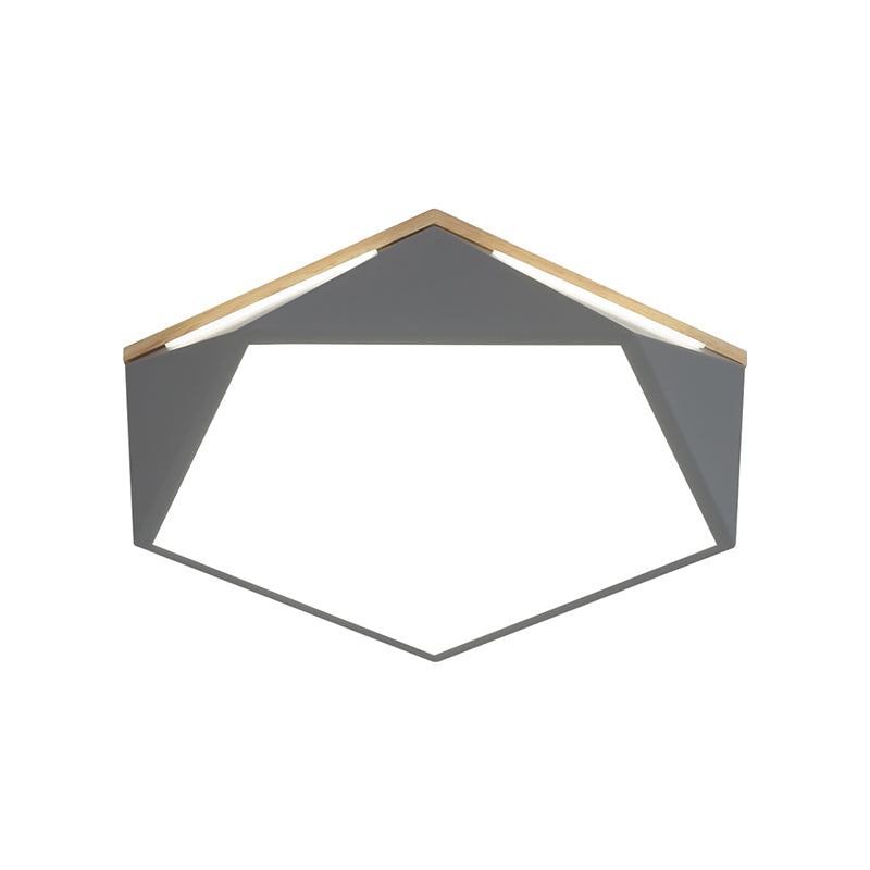 Pentagon Led Flush Mount Lamp In Acrylic White/Blue/Green - 12.5/16.5/20.5 Wide