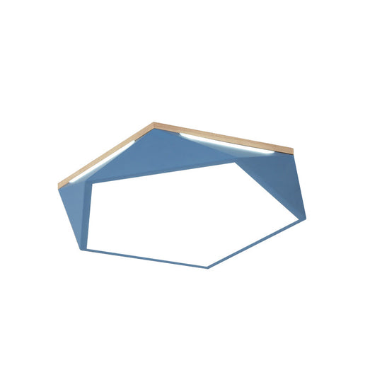 Pentagon Led Flush Mount Lamp In Acrylic White/Blue/Green - 12.5/16.5/20.5 Wide