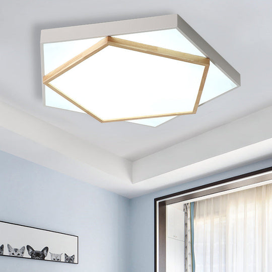 Pentagon Led Flush Mount Lamp In Acrylic Grey/White - 3 Color Options And Sizes Available White /