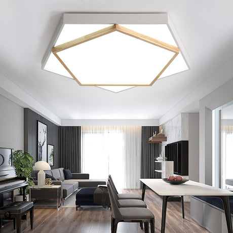 Pentagon Led Flush Mount Lamp In Acrylic Grey/White - 3 Color Options And Sizes Available