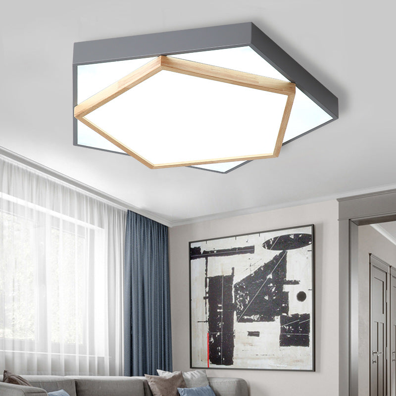 Pentagon Led Flush Mount Lamp In Acrylic Grey/White - 3 Color Options And Sizes Available Grey / 14