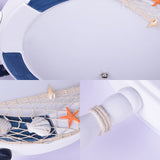Rudder Wooden Flush Mount Lamp - Nautical Style Led Ceiling Light With Frosted Glass Shade