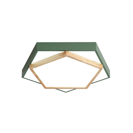 Pentagon Macaron Acrylic Led Flush Mount Lamp In White/Warm/Natural Light - Sizes 14’/18’/21.5