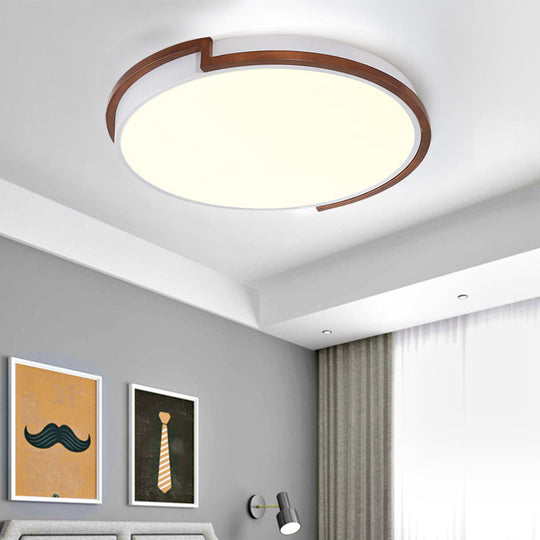 Modern Circle Flush Mount Macaron Metal Led Lamp White/Green With Acrylic Diffuser For Living Room