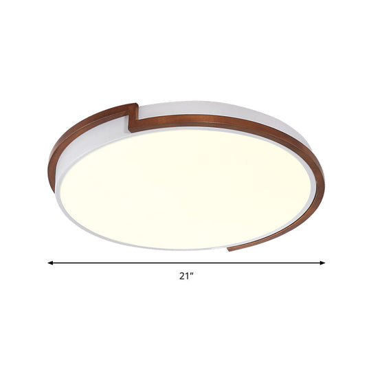 Modern Circle Flush Mount Macaron Metal Led Lamp White/Green With Acrylic Diffuser For Living Room