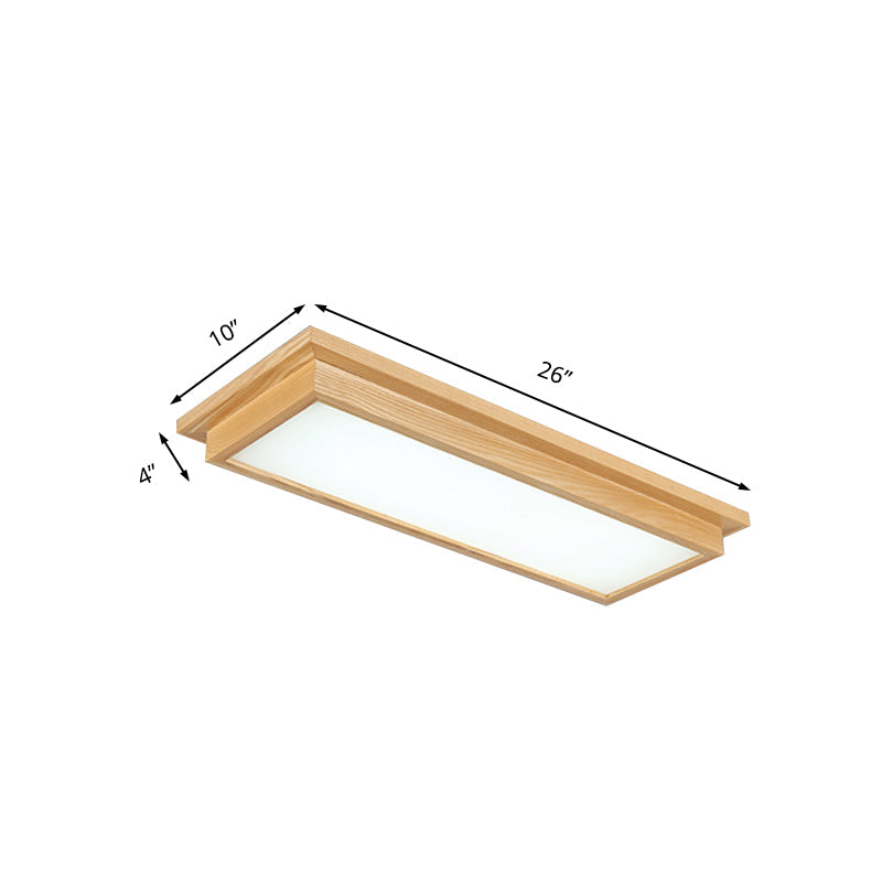 Modern Wood-Beige Led Ceiling Light With Acrylic Diffuser - 10’/17’ Wide
