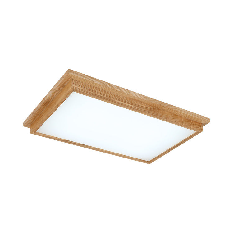 Modern Wood-Beige Led Ceiling Light With Acrylic Diffuser - 10’/17’ Wide