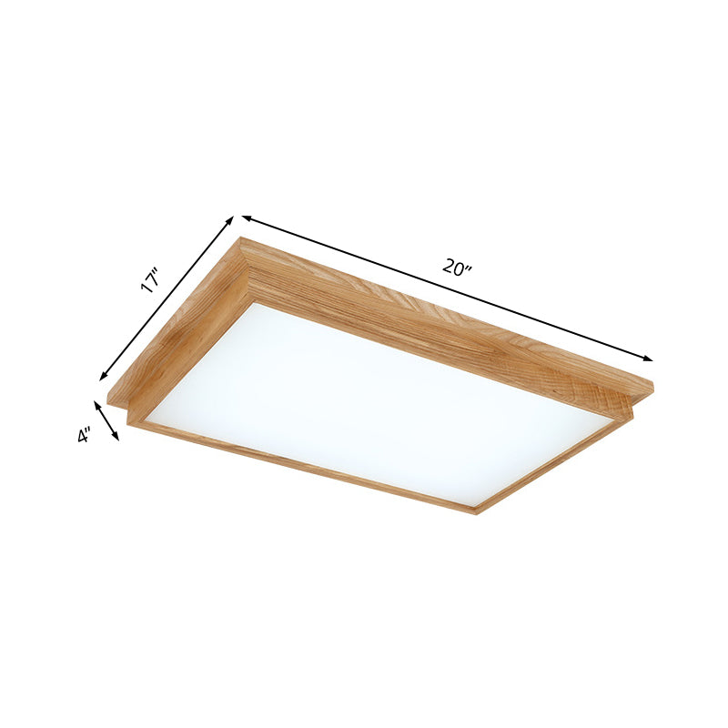 Modern Wood-Beige Led Ceiling Light With Acrylic Diffuser - 10’/17’ Wide