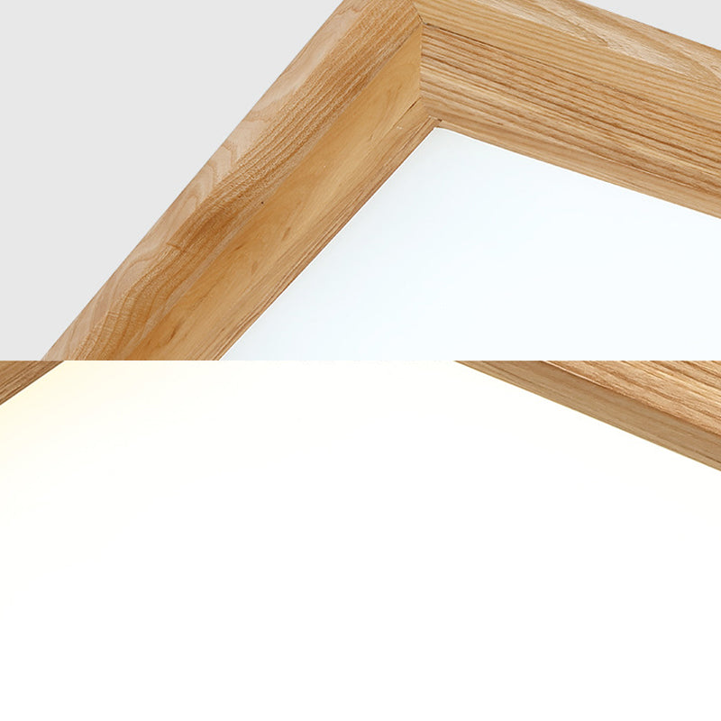 Modern Wood-Beige Led Ceiling Light With Acrylic Diffuser - 10’/17’ Wide