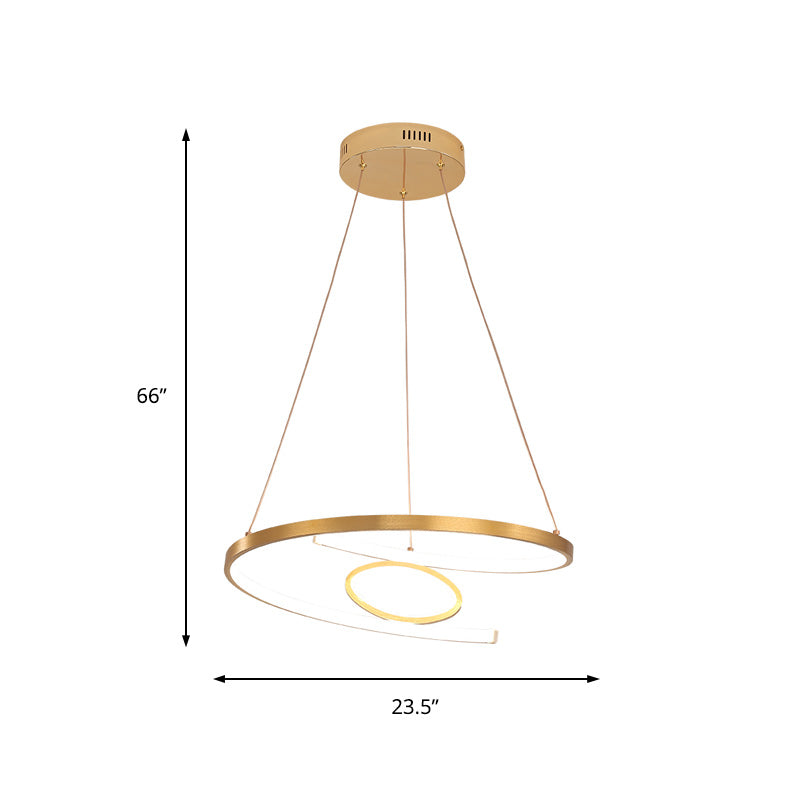 18’/23.5’ Wide Modern Acrylic Led Gold Chandelier Pendant Lamp In White/Warm Light For Living Room