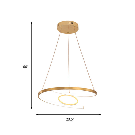 18’/23.5’ Wide Modern Acrylic Led Gold Chandelier Pendant Lamp In White/Warm Light For Living Room