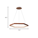 Contemporary Hexagonal Wood And Acrylic Pendant Chandelier With Led Lighting 16’/19.5’/23.5’ Wide