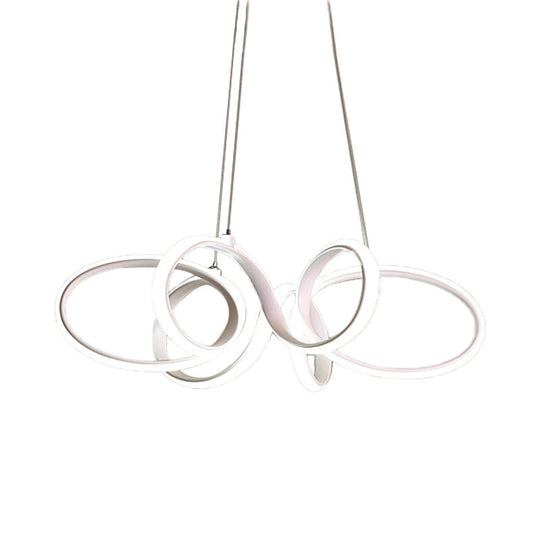 Modern White Curve Chandelier Led Pendant Light Fixture For Bedroom