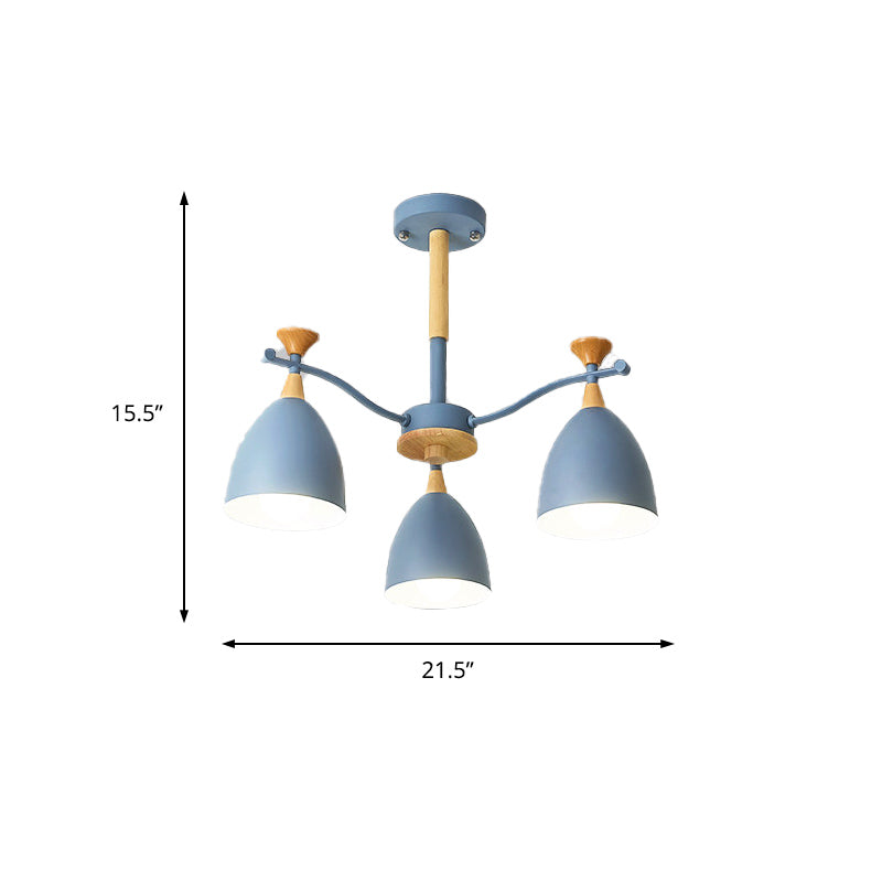 Contemporary Cone Chandelier Pendant Light - Metal 3/6/8 Lights Grey/White/Green Bedroom Lighting