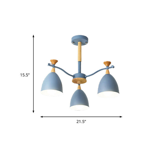 Contemporary Cone Chandelier Pendant Light - Metal 3/6/8 Lights Grey/White/Green Bedroom Lighting