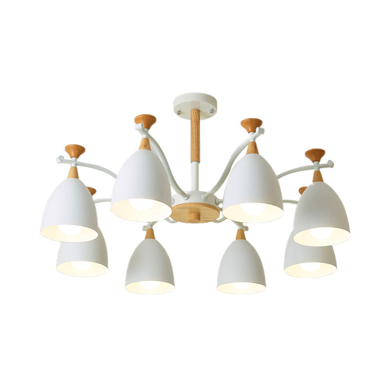 Contemporary Cone Chandelier Pendant Light - Metal 3/6/8 Lights Grey/White/Green Bedroom Lighting