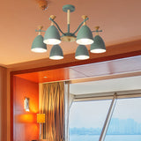 Contemporary Cone Chandelier Pendant Light - Metal 3/6/8 Lights Grey/White/Green Bedroom Lighting 6