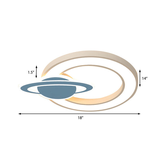 Nordic Style Acrylic Planet Shade Flush Pendant Light For Children’s Room - Led Ceiling Mounted