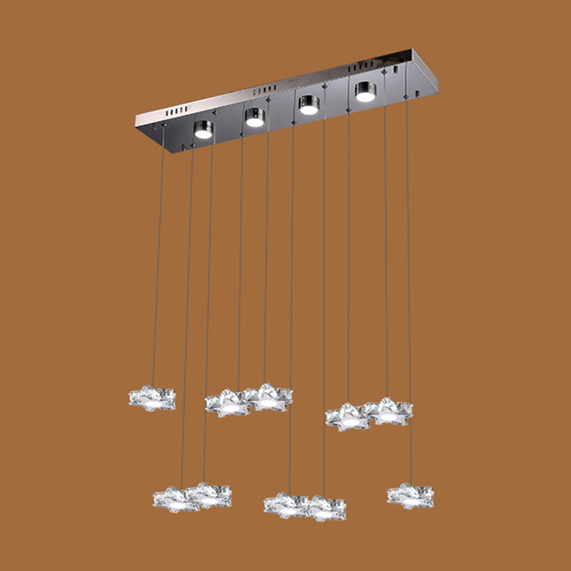 Modern K9 Crystal Star Pendant Ceiling Light With Led And Stainless-Steel Design 10 / Clear