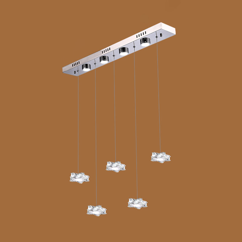 Modern K9 Crystal Star Pendant Ceiling Light With Led And Stainless-Steel Design 5 / Clear