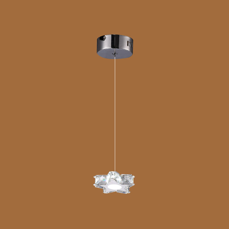 Modern K9 Crystal Star Pendant Ceiling Light With Led And Stainless-Steel Design 1 / Clear
