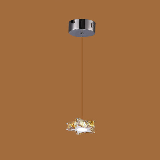 K9 Crystal Star Led Ceiling Light - Minimalist Stainless-Steel Pendant 1 / Amber