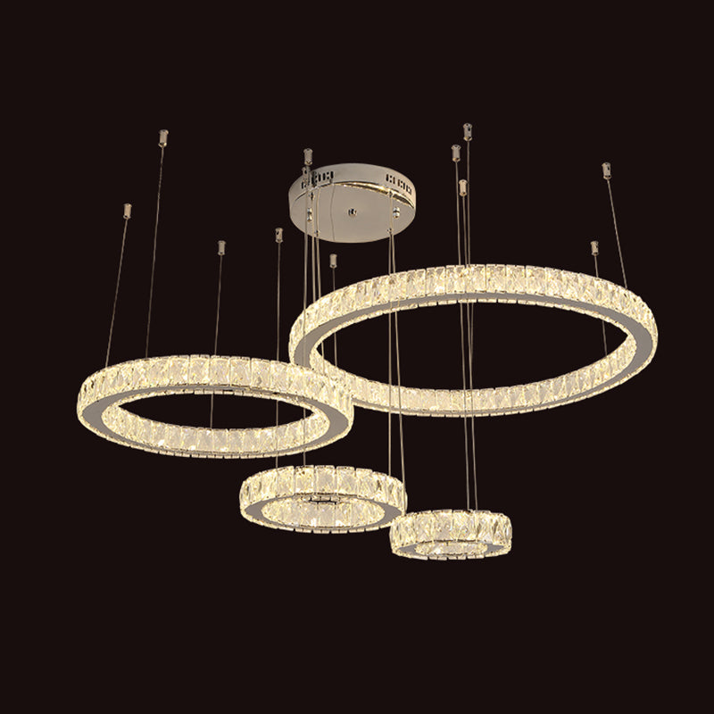 Stainless-Steel Led Crystal Ceiling Light For Modern Living Room Décor