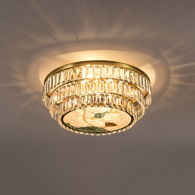 Minimalist Brass Led Crystal Flush Mount Lighting Fixture - Circle Shaped 8 / B