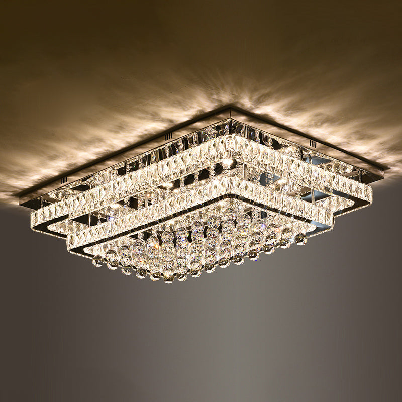 Led Crystal Stainless - Steel Rectangle Flush Mount Ceiling Light