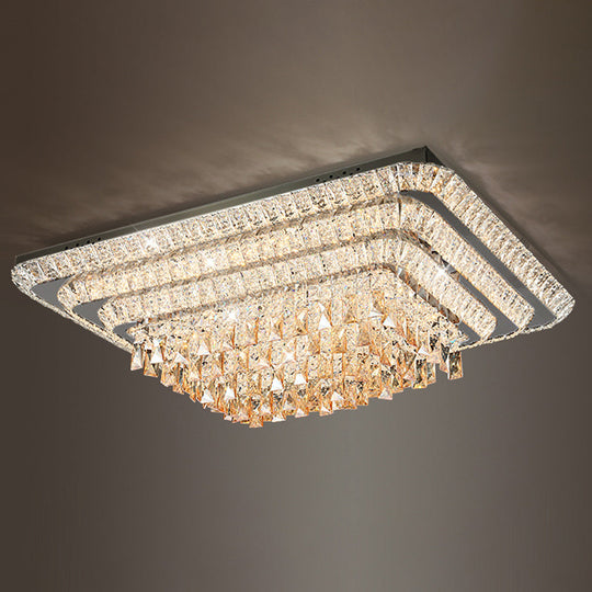 Led Crystal Stainless - Steel Rectangle Flush Mount Ceiling Light