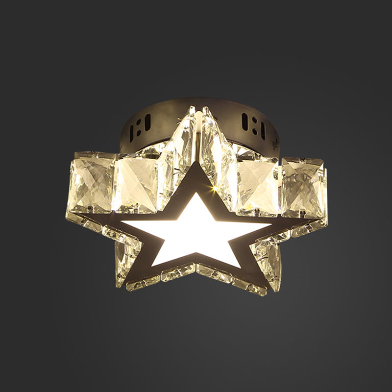 Stainless - Steel Led Crystal Flush Mount Ceiling Light: Modern Star Design For Corridors
