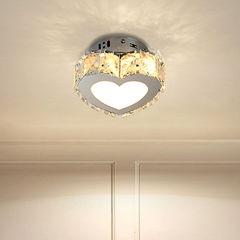 Stainless-Steel Led Crystal Flush Mount Ceiling Light: Modern Star Design For Corridors