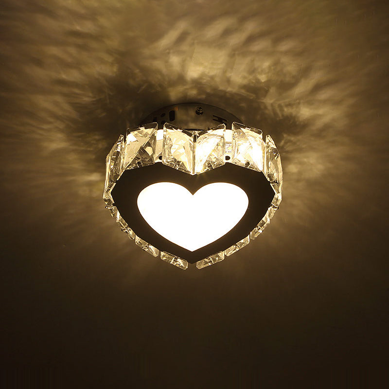Stainless - Steel Led Crystal Flush Mount Ceiling Light: Modern Star Design For Corridors / Small