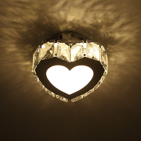 Stainless-Steel Led Crystal Flush Mount Ceiling Light: Modern Star Design For Corridors / Large