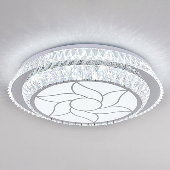 Modern Round Led Crystal Flush Mount Ceiling Light In Stainless Steel - Bedroom Stainless-Steel /