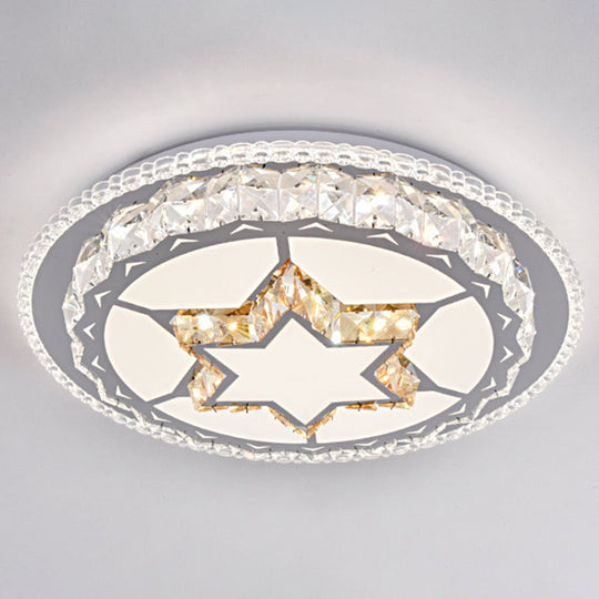 Modern Round Led Crystal Flush Mount Ceiling Light In Stainless Steel - Bedroom Stainless - Steel /