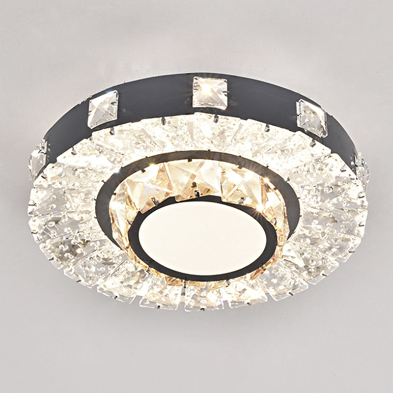 Modern Crystal Led Flush Mount Ceiling Light In Stainless - Steel For Corridors / Third Gear I