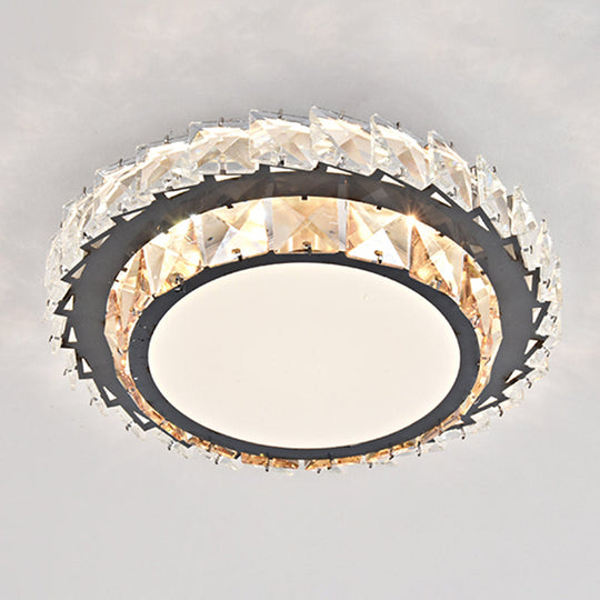 Modern Crystal Led Flush Mount Ceiling Light In Stainless - Steel For Corridors / Third Gear H