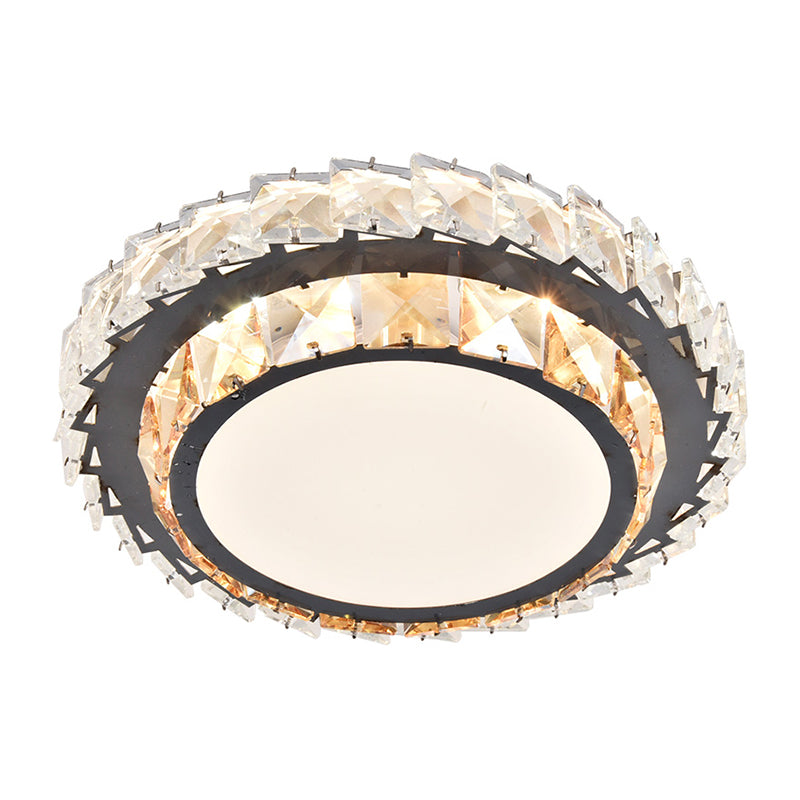 Modern Crystal Led Flush Mount Ceiling Light In Stainless - Steel For Corridors