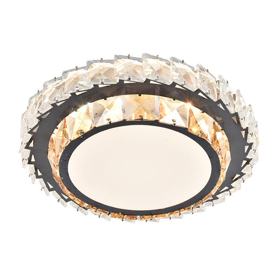 Modern Crystal Led Flush Mount Ceiling Light In Stainless - Steel For Corridors
