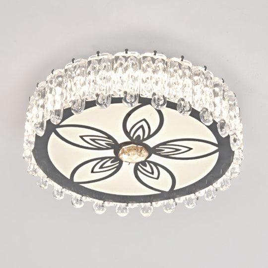 Modern Crystal Led Flush Mount Ceiling Light In Stainless - Steel For Corridors / Third Gear E