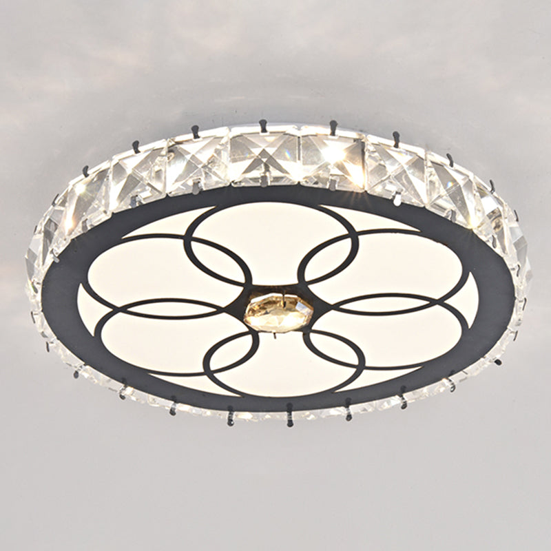 Modern Crystal Led Flush Mount Ceiling Light In Stainless-Steel For Corridors / Third Gear C