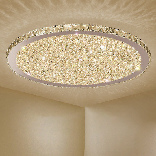Clear Crystal Led Ceiling Light With Stainless - Steel Artistic Design