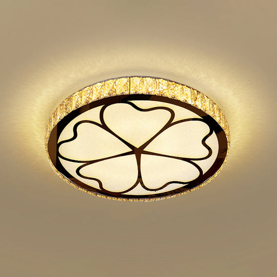 Minimalist Crystal Led Flush Mount Fixture With Stainless - Steel Geometric Design / Third Gear G