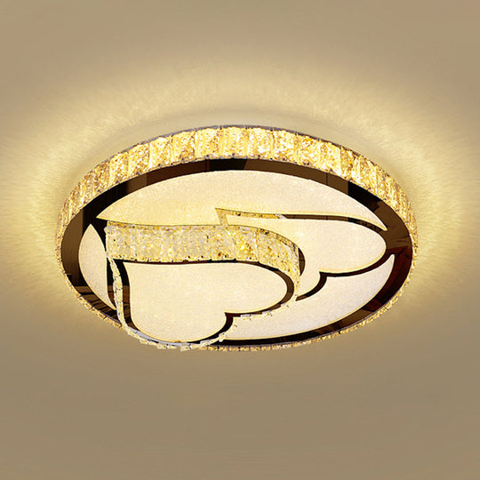 Minimalist Crystal Led Flush Mount Fixture With Stainless-Steel Geometric Design / Third Gear D