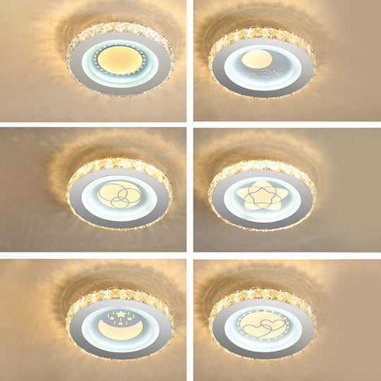 Modern Led Crystal Stainless - Steel Flushmount Ceiling Light - Circle Shape