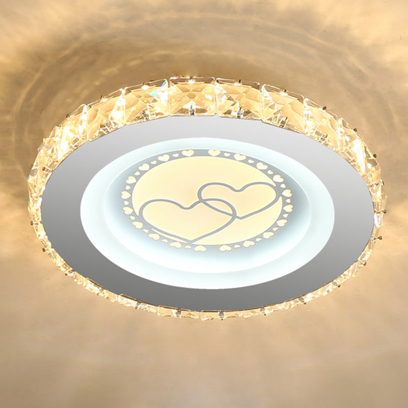 Modern Led Crystal Stainless - Steel Flushmount Ceiling Light - Circle Shape / Loving Heart