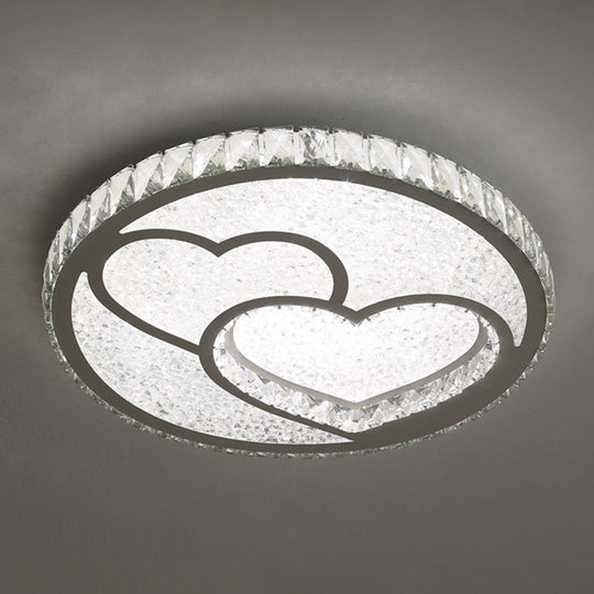 Contemporary Crystal Led Bedroom Ceiling Light In Stainless-Steel Flush Mount / Third Gear Loving