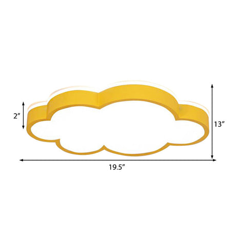 Cartoon Style Led Pendant Light For Bedroom Ceiling - Yellow/White Cloud Shade Acrylic And Metal